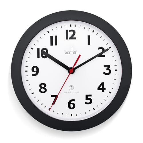 Image of Acctim Parona Radio Controlled Wall Clock 23cm Diameter (Black)