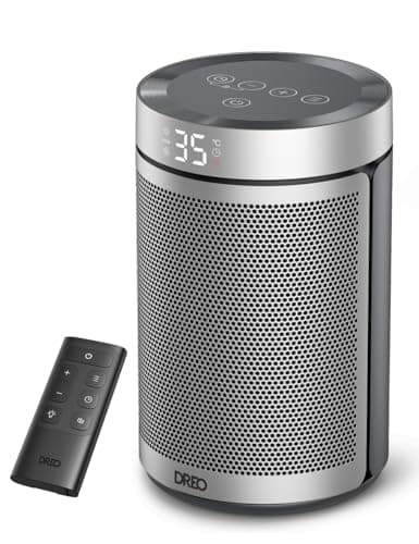 Image of Dreo Electric Heater, 1500W Energy Efficient Space Silent Room Heater, Portable Ceramic Fan Heaters, Thermostat 3 Modes 12H Timer, Overheat & Tip Over Protection, for Bedroom, Atom 316, Silver