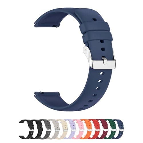 Image of Foyscr Silicone Strap, Quick Buckle Waterproof Soft,Stainless Steel Buckle, Unisex Smartwatch Band, Sport Watch Strap (Blue-22mm)
