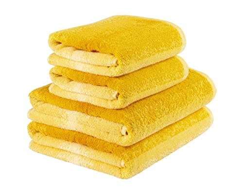 Image of La Maison 100% Cotton 600GSM Superior Ombre Gradient Towel Bale Set Hand Towel Bath Towel 4 Piece Set Super Soft Everyday Use (Ochre)