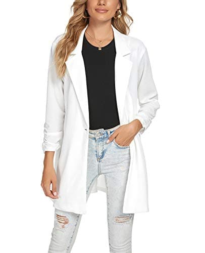 Image of MINTLIMIT Womens Long Suit Jacket One Button Lapel Blazer Long Summer Spring(White XX-Large)