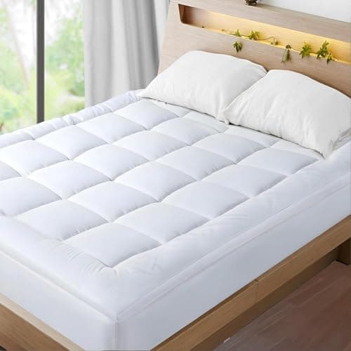 Image of Oliver Bedding Mattress Topper Double Bed 2 Inch Thick 5cm (King- 150 X 200 cm), Hotel Quality & Super Soft Topper, Quilted & Box Stitched, Anti-Allergenic Bed Topper for Back Pain Relief