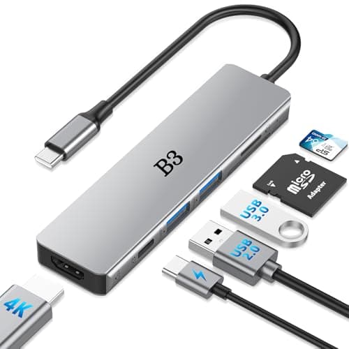 Image of USB C Hub 6-in-1 Multiport Adapter with 4K@60Hz HDMI, 100W PD, 2 USB-A Data Ports, SD/TF Card Reader - Aluminum Type-C Hub for MacBook Air/Pro M1/M2, iPhone 17 Pro Max, Surface Go, XPS, iPad