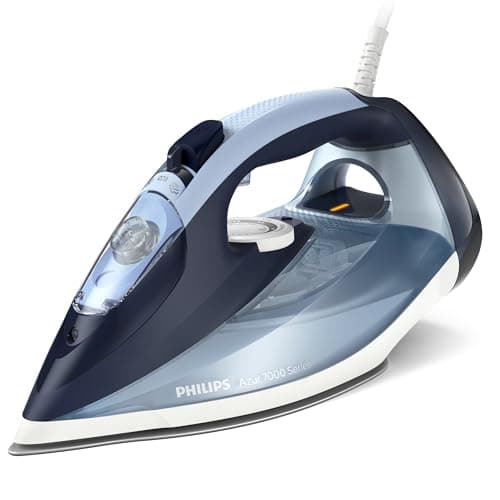 Image of Philips Azur 7000 Series Steam Iron - 2800 W, 50 g/min Continuous Steam, 250 g Steam Boost, Vertical Steam, SteamGlide Plus Soleplate, Louros/Cotton Blue (DST7020/20)