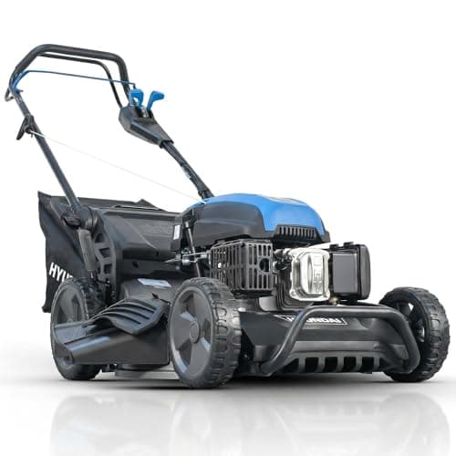 Image of Hyundai 21” / 53cm Self-Propelled PRO Petrol Lawnmower, 196cc 4-Stroke Engine, Heavy Duty Steel Deck, 4-in-1 Mulch, Collect, Side & Rear Discharge, 75L Grass Box