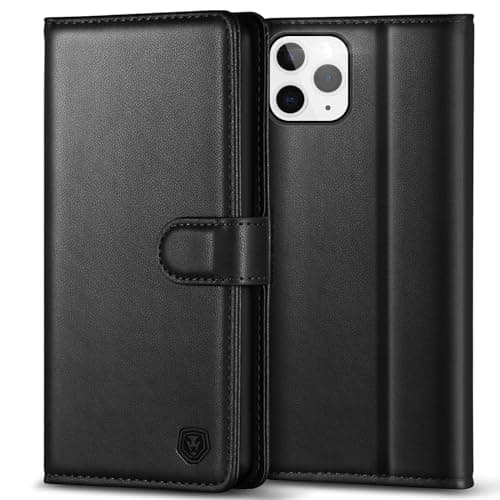 Image of Kuafcase Compatible for iPhone 11 Pro Max Case with 4 Card Slots Magnetic Closure Kickstand Shockproof Protective Phone Case Compatible for iPhone 11 Pro Max - Black