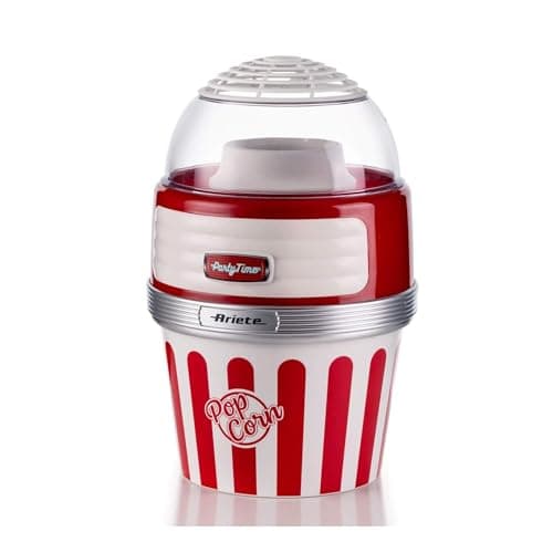 Image of Ariete 2957 Retro Style Popcorn Maker Machine with Serving Bowl, 2 Minutes Fast Popping with Fat Free Cooking, Red