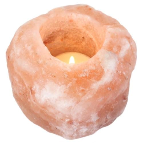 Image of Jones Home and Gift Salt Lamp Tealight Holder, Stone, Multi-Color, 9 x 9 x 9 cm – Box Pack