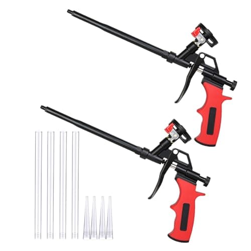 Image of Professional Expanding Foam Gun – PU Foam Applicator with Easy-Clean Design, Heavy-Duty Metal Body for Insulation, Filling & Sealing(Red,2 Pack)