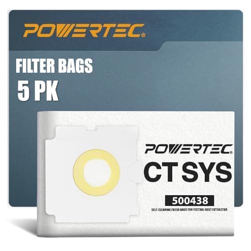 Image of POWERTEC 75059 Fleece Filter Bags for Festool 500438 Fits CT SYS, 5PK