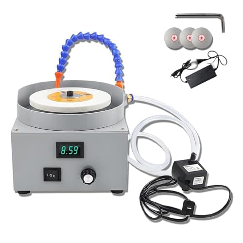 Image of Wet Bench Grinder Electric Sander with Adjustable Speed 0-2000rpm, Bidirectional Rotation, LED Voltage Display, Knife Sharpener Tool for Metal and Jade, 3 Diamond Discs
