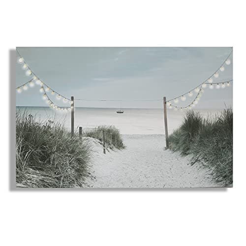 Image of Art For The Home Shore Stroll LED Printed Canvas - Natural Wall Art - Framed LED Canvas - Traditional Shore & Lights Photographic wall art - Smooth texture - Cover for small cracks and imperfections