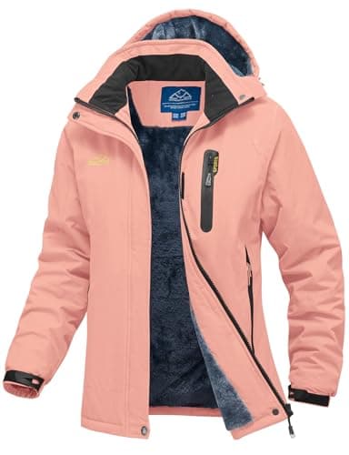 Image of donhobo Women's Winter Waterproof Hiking Jackets,Women's Outdoor Fleece Ski Jackets,Ladies Waterproof Snowboarding Jacket Coat Pink M