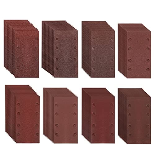 Image of 80 Pieces 1/3 Sheet Sandpaper for Electric Sander, 93 x 185mm Sanding Sheets Hook and Loop Assorted 40/60/80/120/180/240/320/400 Grit Rectangle Sander Paper