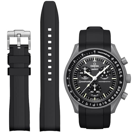 Image of Omega x Swatch MoonSwatch 20mm Rubber Replacement Strap - Curved for Men & Women (Black)