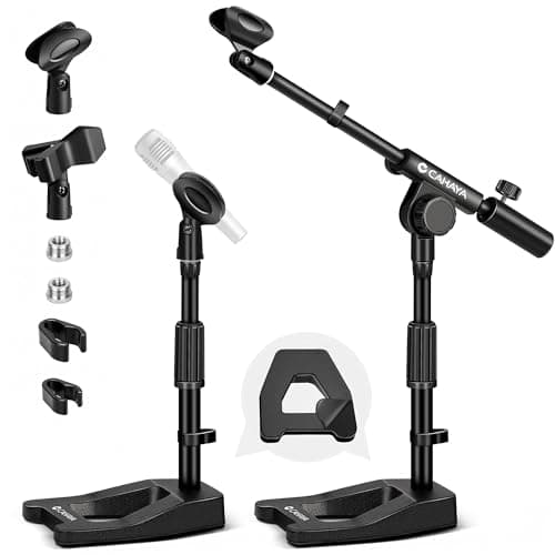 Image of CAHAYA Stable Desktop Microphone Stand: Mic Stand with Loading Capacity 4000g Load Capacity Compatible with Most Shock Mounts by Barrel/Clothespin Style Clip and 3/8" to 5/8" Screw Adapter