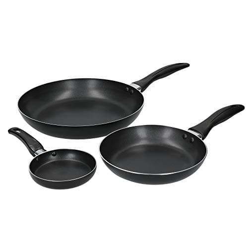 Image of KitchenCraft Non Stick Frying Pan Set, Aluminium Frying Pans, Black, Set of 3 (28cm, 2cm & 12cm)