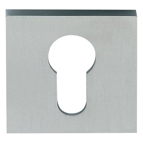 Image of Euro Profile Square Escutcheon – Modern Keyhole Cover Plate with Concealed Fixings for Euro Cylinder Locks – Sleek Square Design by Kooples Hardware (Satin Stainless Steel)
