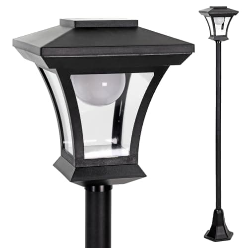 Image of Taylor & Brown 1.5m Tall Solar Powered Lamp Post Light - LED Garden Lantern for Outdoor Lighting, Decorative Patio Lights for Pathway, Walkway, Driveway or Yard