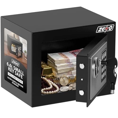 Image of ZENO Digital Safe With Keypad Lock 6.6L | Fire Resistant Home Security Safe For Cash Jewellery And Documents | Reinforced Steel Body With Dual Locking Bolts | Wall Mountable Compact Safe 23x17x17cm