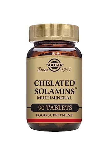 Image of Solgar Chelated Solamins Multimineral Tablets - Pack of 90 - Calcium, Iron, Magnesium and Zinc - with Enzymes That Support Life Sustaining Functions - Vegan, Kosher and Gluten-Free