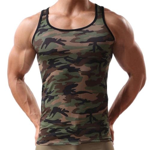 Image of Sleeveless Men's Vest Sportswear Tank Top, Camouflage, M