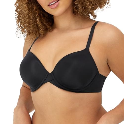 Image of Maidenform Women's One Fabulous Fit 2.0 Tailored Demi Bra Half Cup, Black, 38DD
