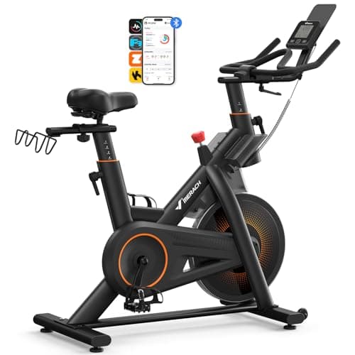 Image of MERACH Heavy Duty Magnetic Exercise Bike with 22 lb Flywheel, 50% Improved Training Efficiency, Ultra-Quiet Design, Shock-Absorbing Extra Large Cushion, Indoor Bike with Exclusive App, Up to 350 lb