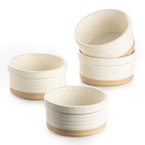 Image of DAFUCERAMIC Ramekins 8 oz Oven Safe, Porcelain Creme Brulee Ramekins Pudding Custard Cups Small Ceramic Souffle Dishes Baking Bowls Set of 4 (Arctic White)