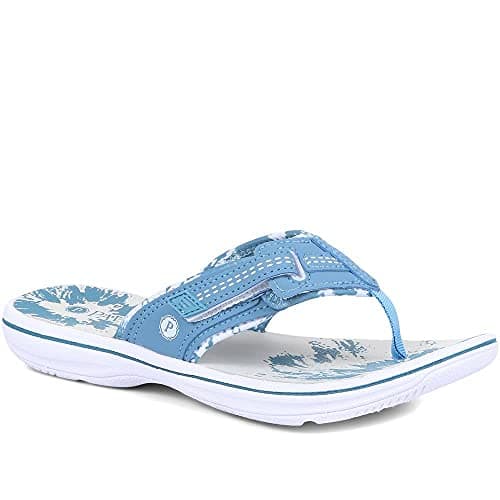 Image of Pavers Touch-Fastening Toe Post Sandals - Denim Size 5