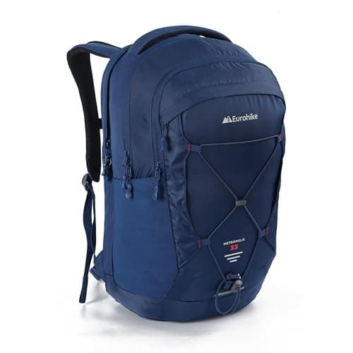 Image of Eurohike Metropolis 33 Litre Backpack with Laptop Sleeve, 33L Daysack, Durable, Adjustable & Ventilated Rucksack, Bag for Men & Women, Ideal for Commuting, School, Work, Hiking & Travel (Blue)