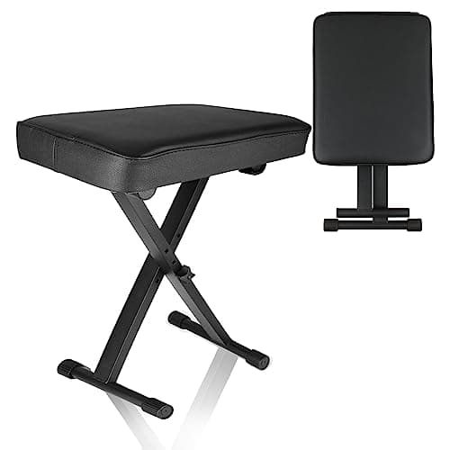 Image of ASelected Keyboard Stool Piano Bench X-Style Padded Folding Piano Bench with High-density Sponges Non-skid Design(Black)