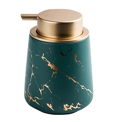 Image of Ceramic Soap Dispenser Matte Marble Soap Dispenser Hand Dish Soap Lotion Dispenser Hand Pump Lotion Container for Home Kitchen Bathroom (Marble Matte Dark Green)