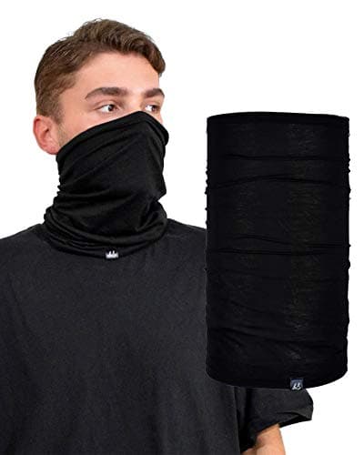 Image of Basic Sense Multifunctional Headwear Cotton Rich Sports Snood Neck Warmer Gaiter, Medium Black