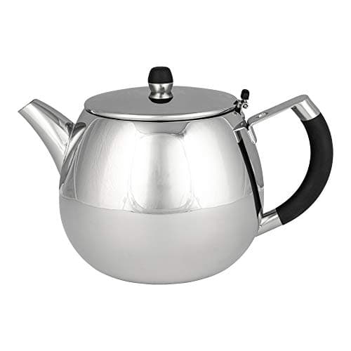 Image of Café Stål Grandeur Range Deluxe Tea Pot, Double Walled Exterior, Mirror Polished 18/10 Stainless Steel, Soft Touch Handles, Perfect Pour Spout 35oz (1 Litre)
