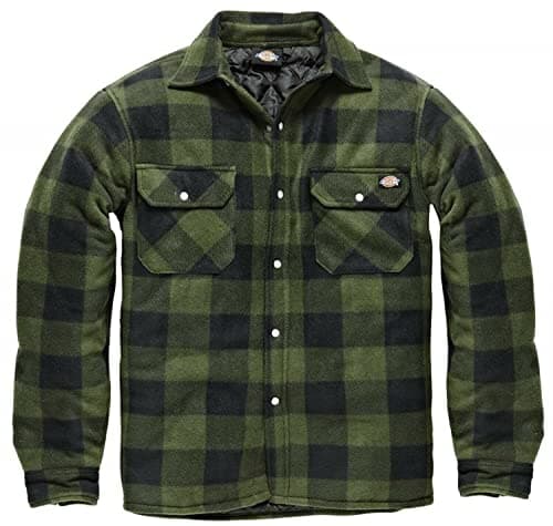Image of Dickies Portland Padded Shirt Fleece Workwear (SH5000) Warm Padded Lined GREEN Sizes S-4XL (L)