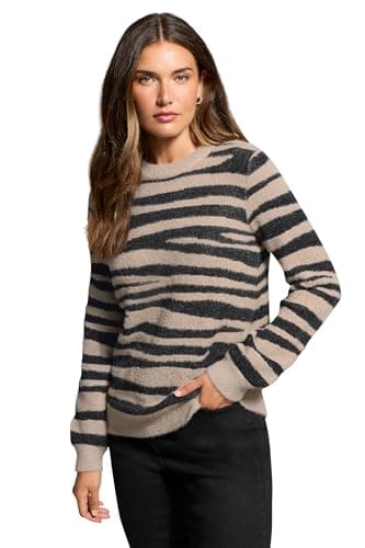 Image of Long Tall Sally - LTS Tall Beige Brown Knitted Zebra Print Jumper - Women's