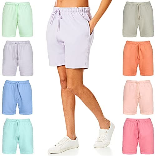 Image of Light & Shade Women's Pastel & Brights Loungewear Sweat Shorts Joggers Jogging Shorts, Lavender, Small