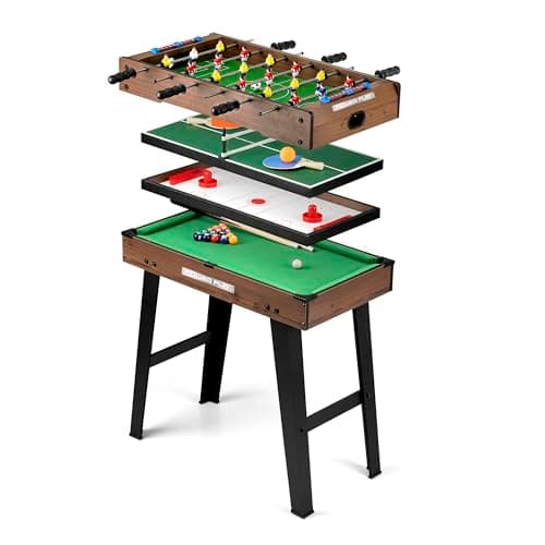 Image of PowerPlay 4-in-1 Multi-Sports Game Table Set, Indoor Family Games, Table Football, Pool Table, Table Tennis and Table Hockey, for Kids and Adults