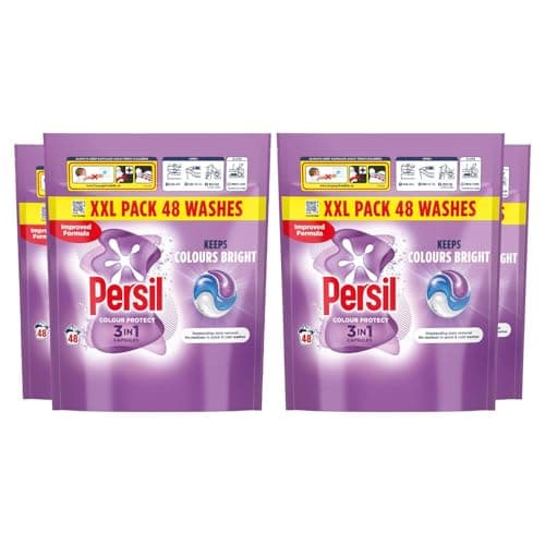 Image of Persil XL 3-in-1 Washing Capsules Outstanding Stain Removal with No Residues Even in Quick and Cold Washes 7 Days of Lasting Freshness Washing Pods 48 Washes (Buy 4, Colour Protect)