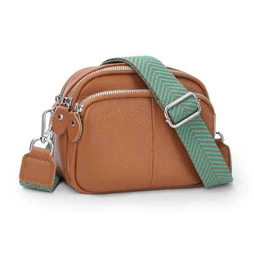Image of befen Women Crossbody Bag Geunine Leather Ladies Shoulder Bag Small Camera Handbag Organiser Cell Phone Cross Body Bag -Cognac Brown