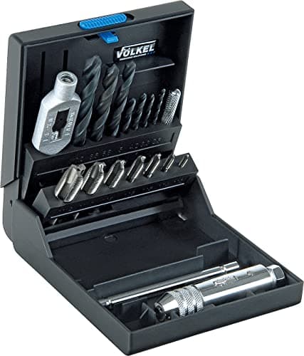 Image of VÖLKEL Short Machine Tap Set M3-M12, 16 pcs | HSS-E | Metric ISO Thread DIN 13 | Includes Ratchet Tap Holder, Adjustable Tap Wrench and Core Hole Drill Bits | Plastic Case