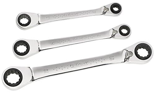 Image of Britool Expert by Facom Ratchet Spanner 8-13mm to 16-19mm 4 in1 Ring Ratcheting (3pc Set)