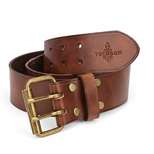 Image of TOURBON Deluxe Cowhide Leather Belt for DIY Workshop Tool Pouch Western Cowboy Mens Strap Size L