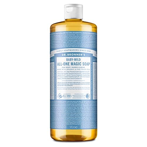 Image of Dr Bronner's Baby Mild All-One Magic Soap, Made with Organic Oils, Used for Face, Hair, Babies, Laundry and Dishes, Certified fair Trade & Vegan Friendly, 945ml Recycled Bottle