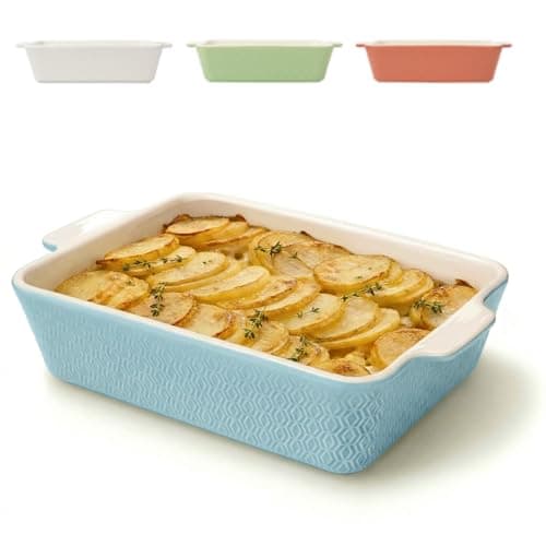 Image of Ceramic Casserole Dish 28cm - Large Baking Dish for Lasagne, Tiramisu - Non-stick Rectangular Bakeware & Serving Dish - High Edge & Deep Lasagne Dish - Oven Proof & Dishwasher & Safe - Blue