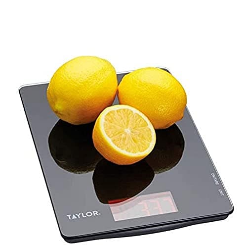 Image of Taylor Pro Digital Ultra Thin Kitchen Food Scales, Compact Slimline Professional Standard with Tare Feature and Precision Accuracy, Black Glass, Weighs 5 kg Capacity