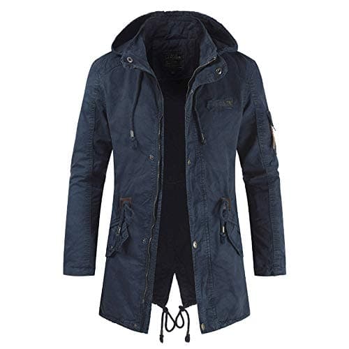 Image of ENEN Padded Jacket Men's Hooded Jacket Thick Ultrawarm Winter Coat Windproof Outerwear - Microfibre Filler - for Winter Travelling, Walking, Ski Jacket (Black,L)