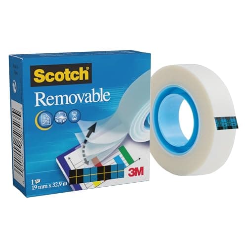 Image of Scotch Removable Magic Tape 1 Roll 19 mm x 32.9 m - Repositionable Tape for Document Repair, Labelling & Sealing