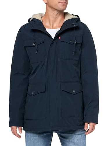 Image of Levi's Men's Arctic Cloth Sherpa Lined Parka, Soft Touch Navy, L